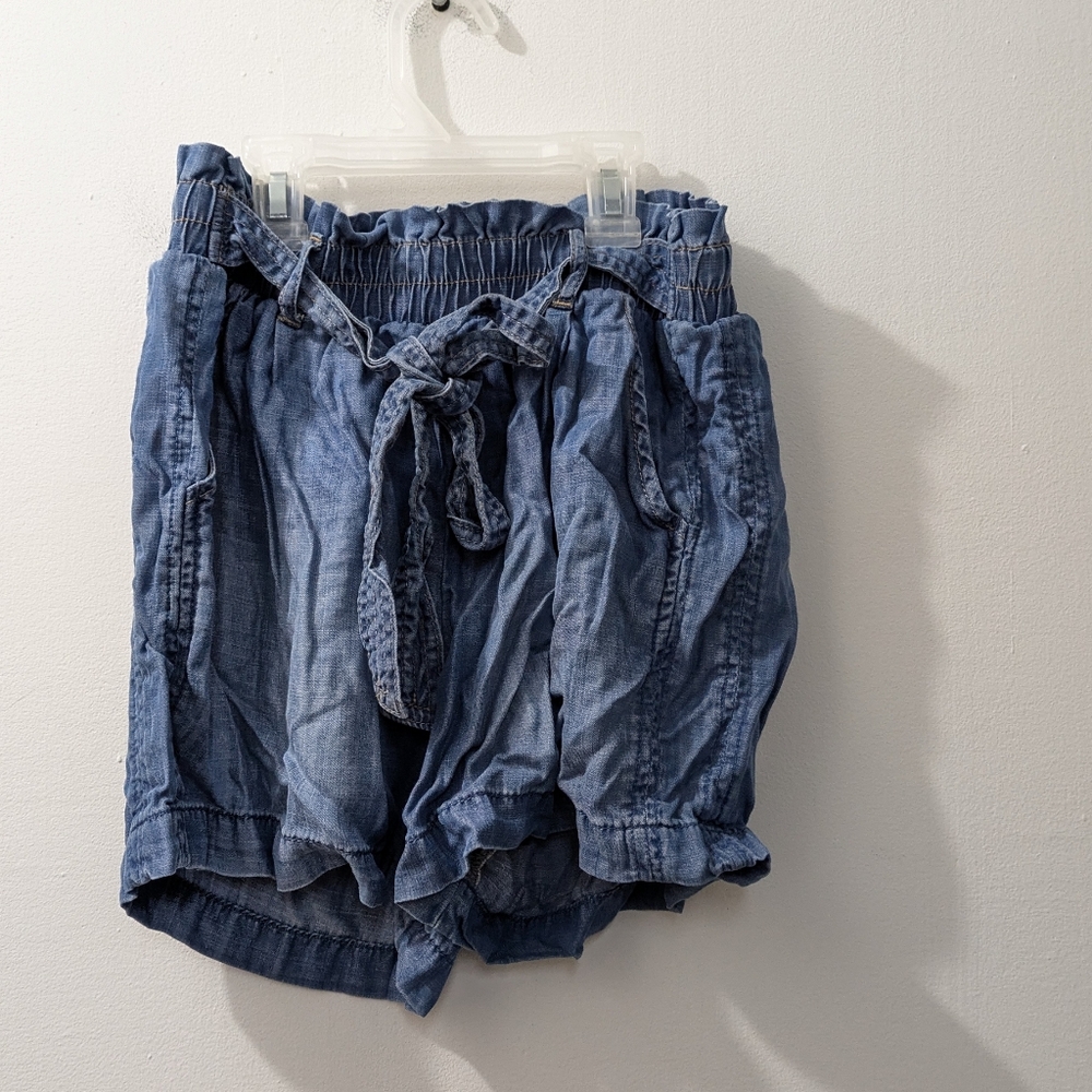 Knox Rose Chambray Shorts Paperbag High Waist Pull-On Women's Xtra Small